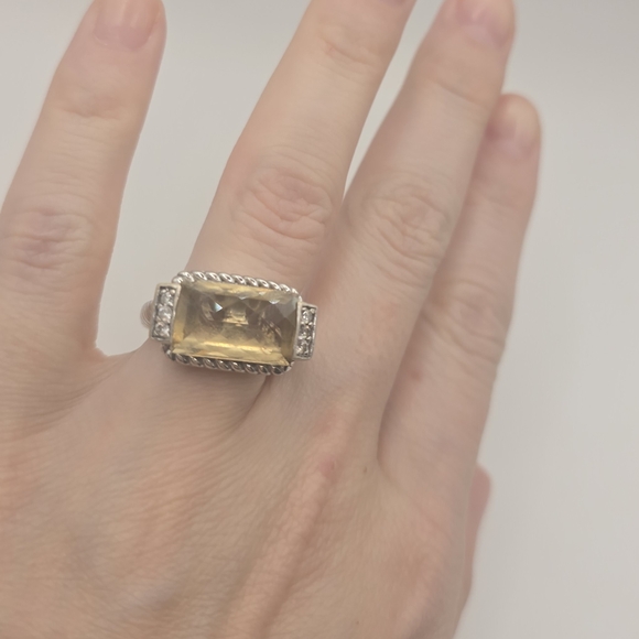 Vintage JUDITH RIPKA RING 925 Sterling Silver Yellow Citrine Cocktail Ring S-7 - Picture 4 of 13